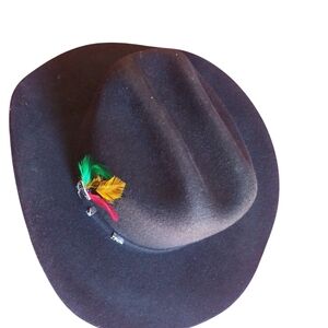 Durango Black Hat with Colorful Feather Accent